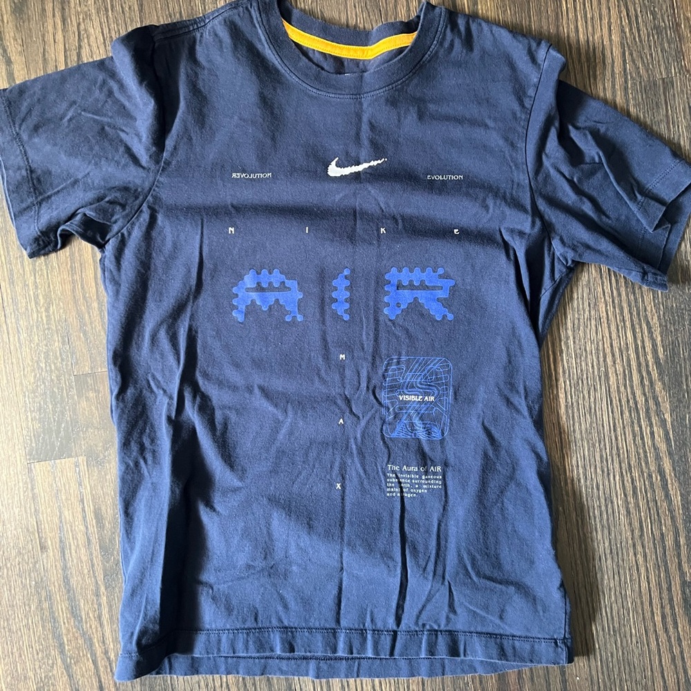 Mens Size Small Nike Air Double Sides Graphic Tee Aura Air Center Swoosh Logo